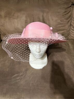Deborah Pink Women's Wide-Brim Veiled Dress Hat